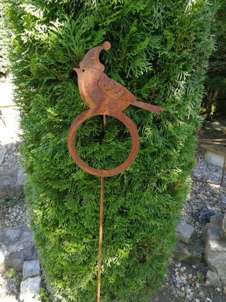 Edelrost Gartenstecker Futterstation Wintervogel