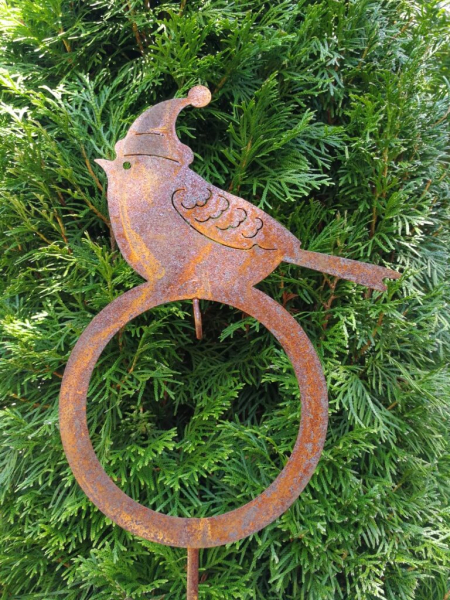 Edelrost Gartenstecker Futterstation Wintervogel