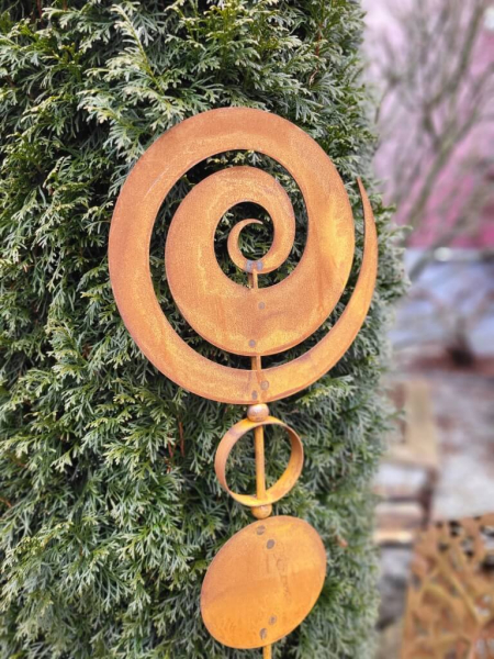 Edelrost Gartenstecker Schnecke, dick