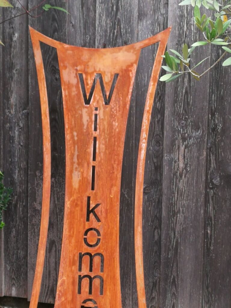 Edelrost Gartenschild Willkommen
