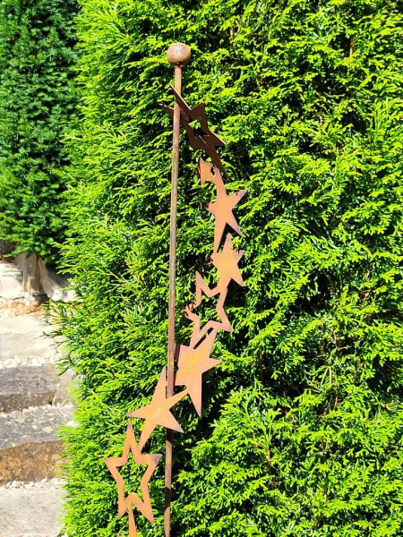 Edelrost Gartenstecker Sternenband 150 cm