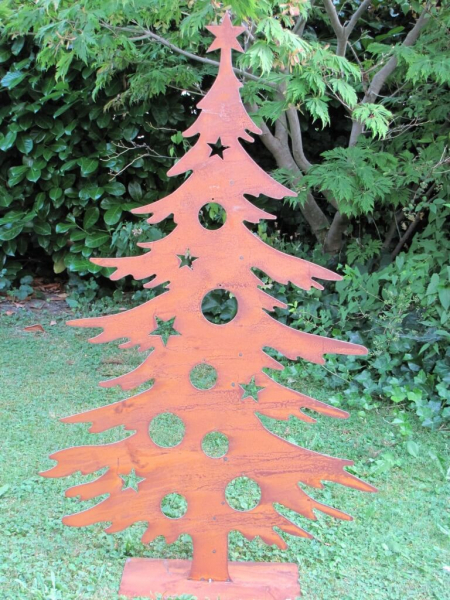 Edelrost Dekotanne für Weihnachtskugeln 125 cm