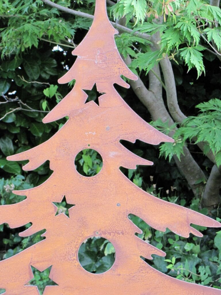 Edelrost Dekotanne für Weihnachtskugeln 125 cm