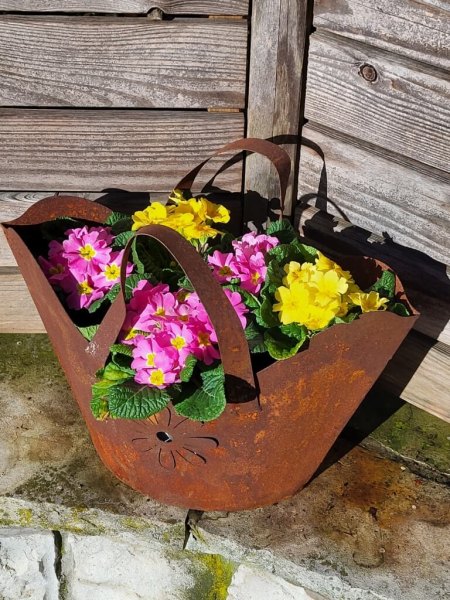 Edelrost Handtasche zum Bepflanzen