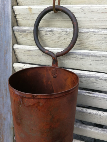 Edelrost Topf mit Ring, zum Bepflanzen