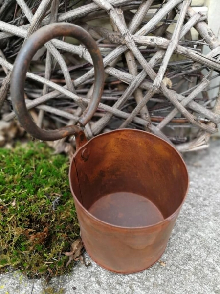 Edelrost Topf mit Ring, zum Bepflanzen