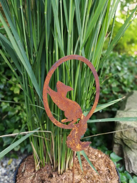 Edelrost Topfstecker Eichhörnchen laufend