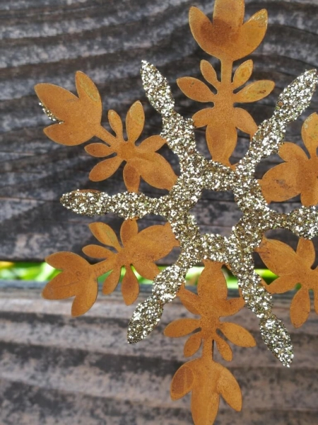 Topfstecker Schneeflocke Haunani, Goldglitzer