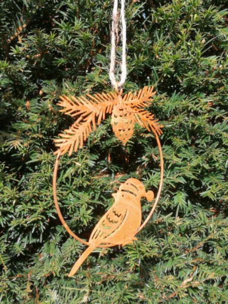 Dekohänger Vogel Piep im Ring, Kopf nach hinten