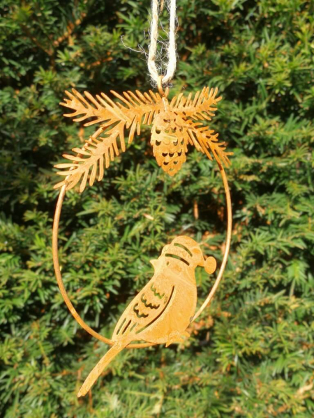 Dekohänger Vogel Piep im Ring, Kopf nach hinten