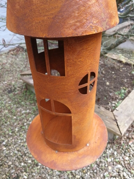 Edelrost Vogelhaus rund, zum Hängen