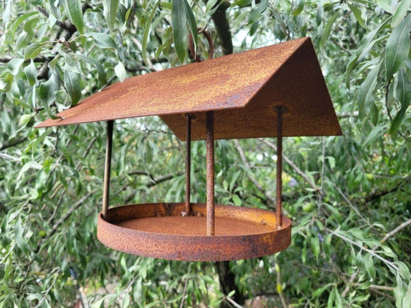 Edelrost Vogelhaus schlicht, zum Hängen