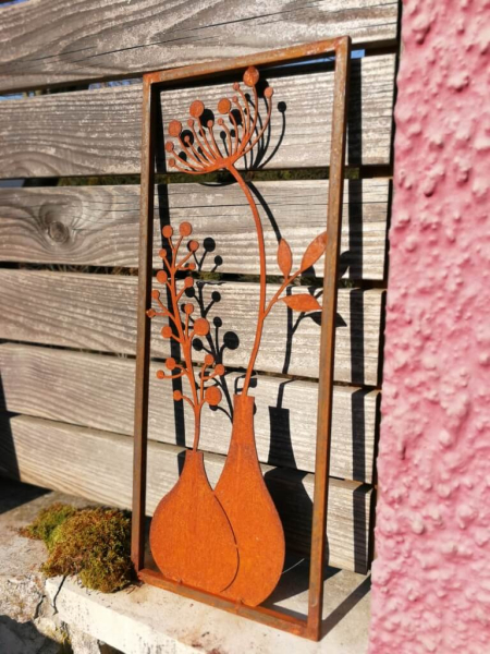 Edelrost Wandbild Doppelvase