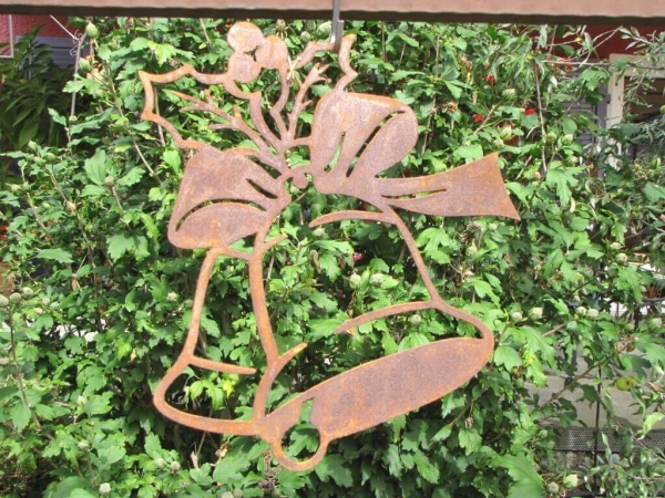 Edelrost Fensterbild Glockenpaar