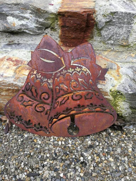 Edelrost Wandbild Glocke, verziert