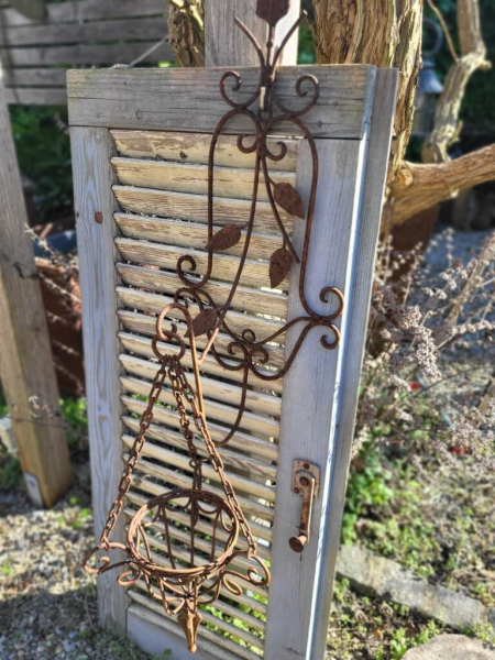 Edelrost Wandhalterung mit Hängekorb