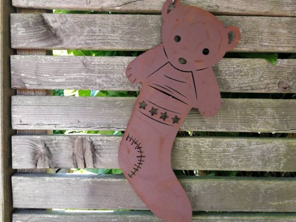 Edelrost Weihnachtssocke Bärchen
