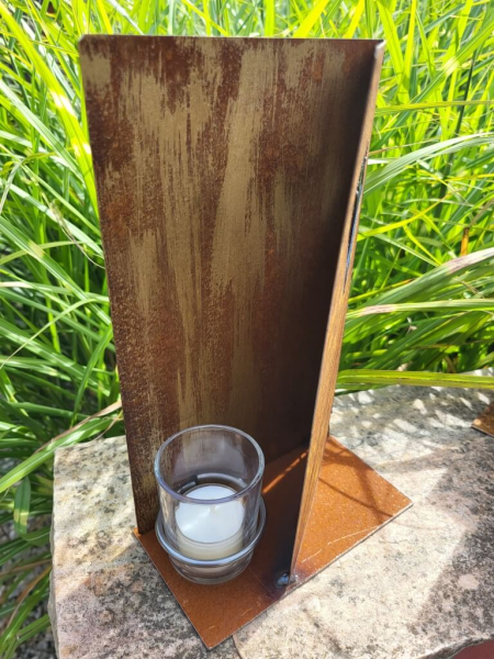 Windlicht Aufsteller Karte mit Herz, klein, inkl. Glas