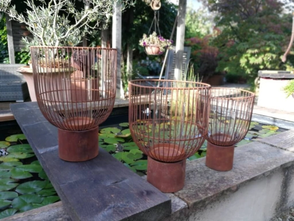 Edelrost Windlicht Cindy mit Glas