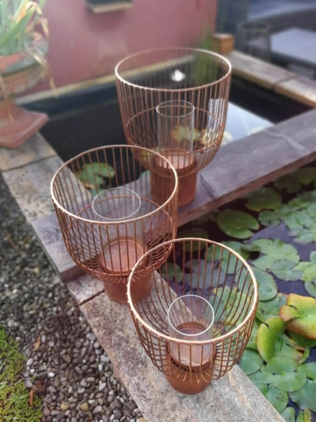 Edelrost Windlicht Cindy mit Glas
