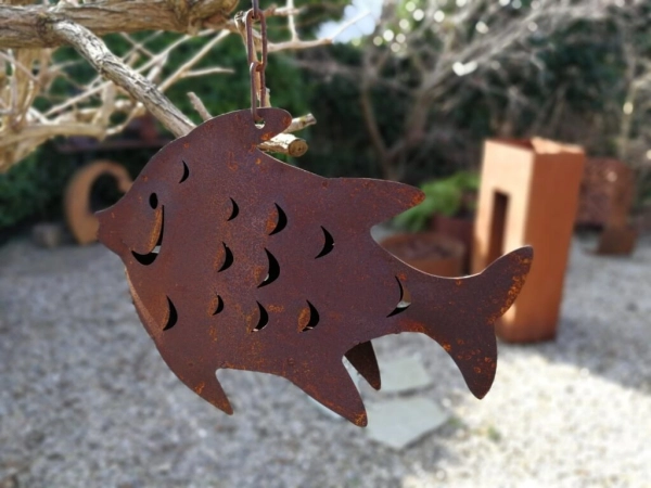 Edelrost Fisch 3D zum Hängen