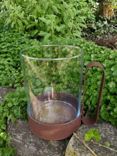 Edelrost Windlicht Goblet mit Glas