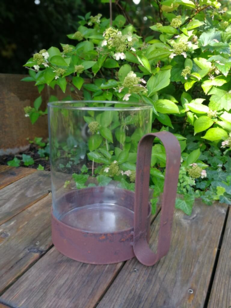 Edelrost Windlicht Goblet mit Glas