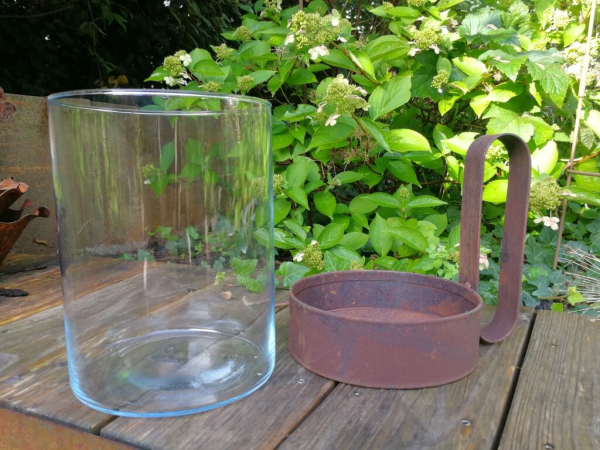 Edelrost Windlicht Goblet mit Glas