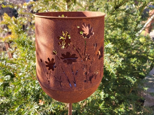 Edelrost 2er-Set Gartenstecker Windlicht Lamia