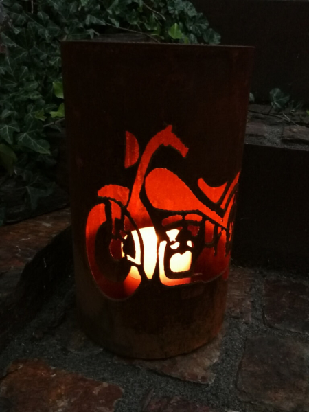 Edelrost Windlicht Motorrad