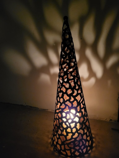 Edelrost Windlicht Pyramide Mosaikmuster