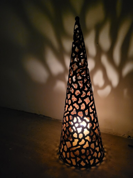 Edelrost Windlicht Pyramide Mosaikmuster