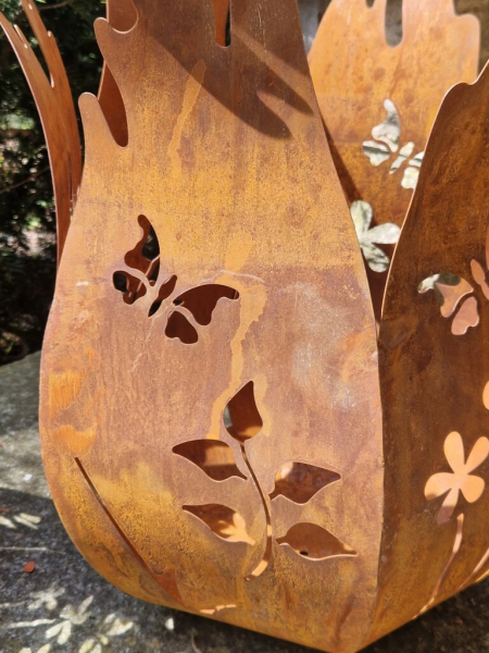 Edelrost Windlicht Schmetterlinge