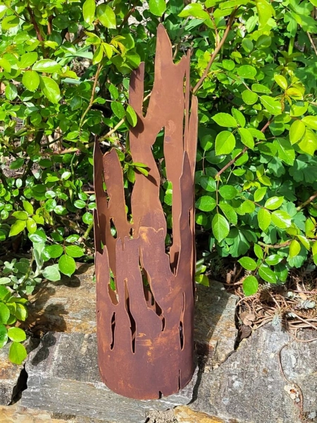 Windlicht Fackel Treibholz aus Edelrost