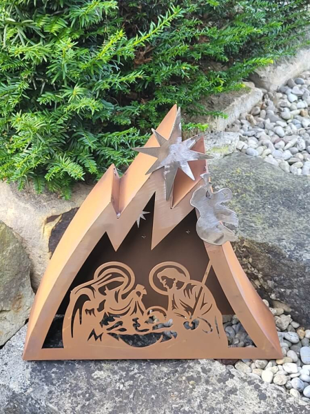 Edelrost Windlicht heilige Familie