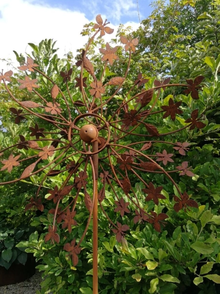 Edelrost Windrad Blumenwiese, doppelt