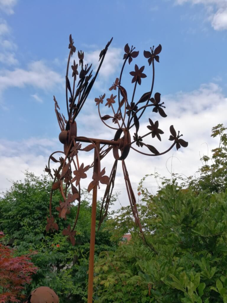 Edelrost Windrad Blumenwiese, doppelt