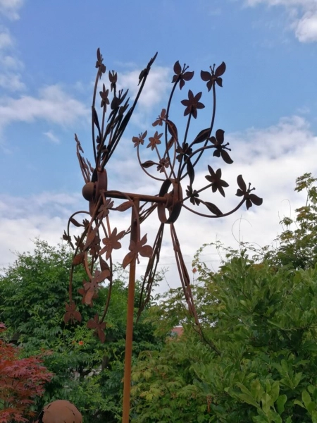 Edelrost Windrad Blumenwiese, doppelt
