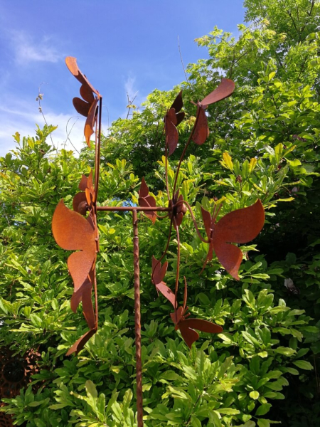 Edelrost Windrad Schmetterlinge, 80 cm