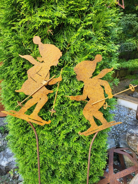 Edelrost Gartenstecker Winterkinder, Mädchen