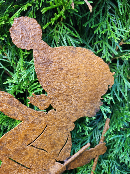 Edelrost Gartenstecker Winterkinder, Mädchen