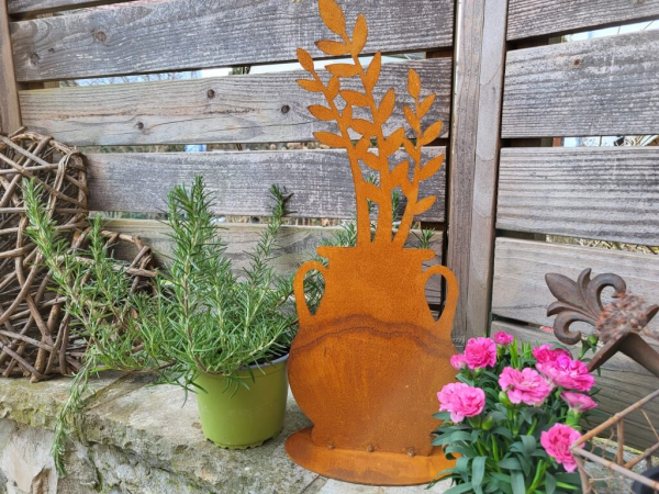 Edelrost Pflanzvase bauchig, Zamioculcas (Glücksfeder)