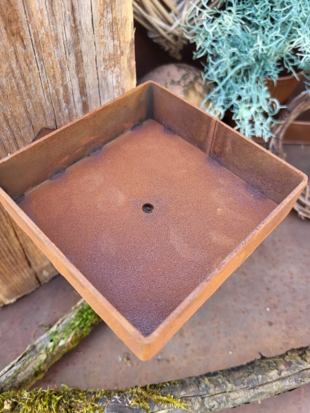 Edelrost Kerzenhalter eckig zum Schrauben inkl. Glas