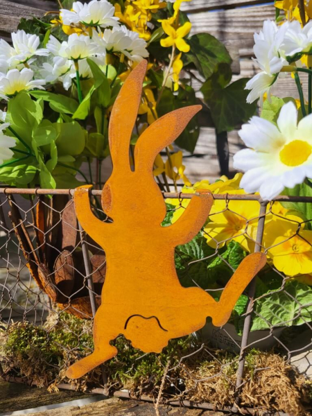 Edelrost Hase zum Einhängen