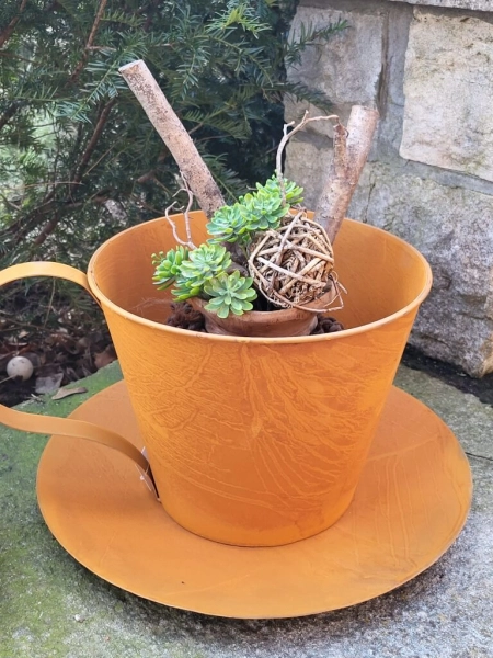 Edelrost Tasse zum Bepflanzen