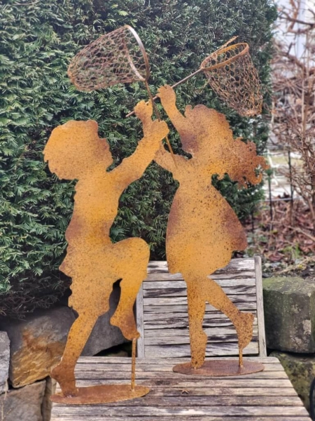 Edelrostoptik Junge Tim mit Kescher