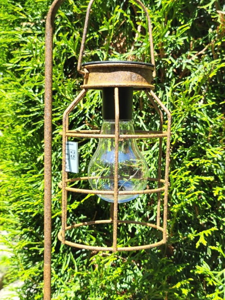 LED Solarlaterne Gitter am Stab, Rostoptik