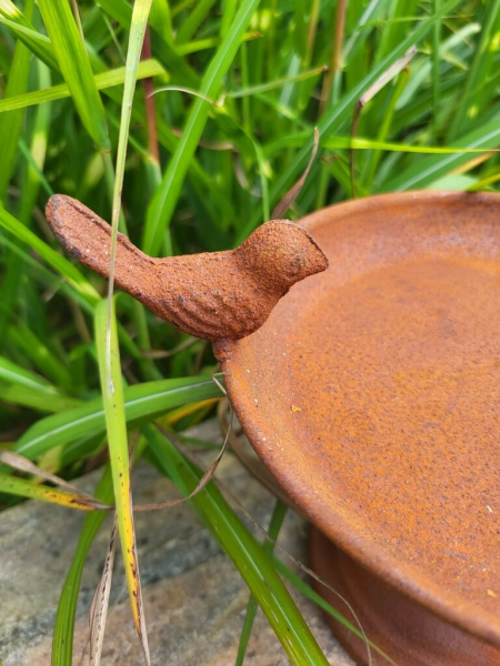 Edelrost Schale zum Stellen mit Vögel (Vogeltränke)
