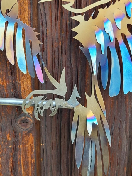 Edelstahl Kakadu am Stab