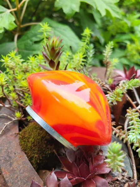 Edelrost Glasblume Ufo, red